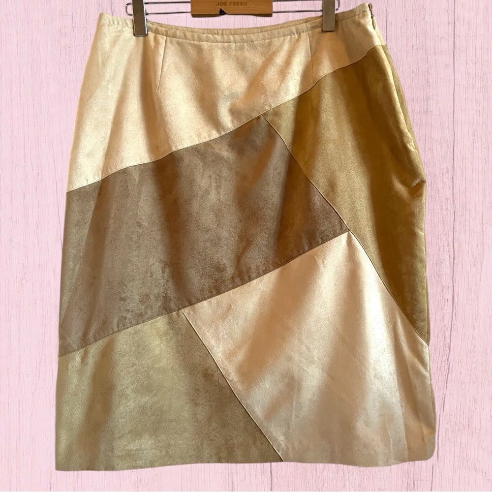 Vintage Liz Claiborne faux suede patchwork skirt